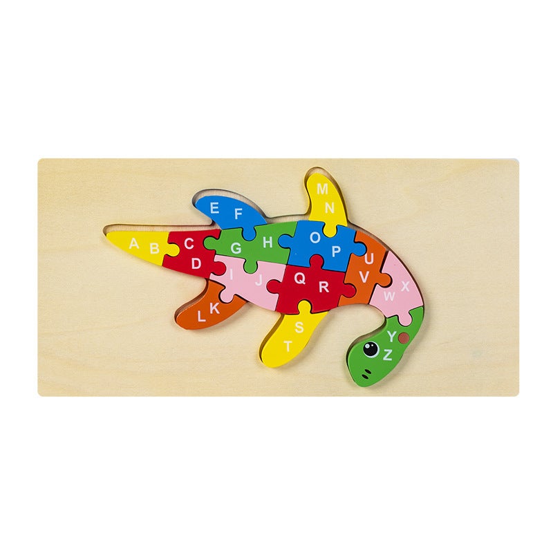Wooden Jigsaw Puzzle Toys Children'S Early Education Alphabet Cognitive Puzzle Three-Dimensional Buckle Puzzle Building Blocks Educational Toys - Image 1